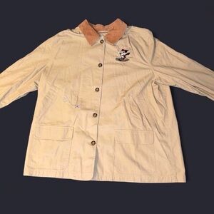 Unisex Vintage Mickey Trench Coat with Embroidered Detail